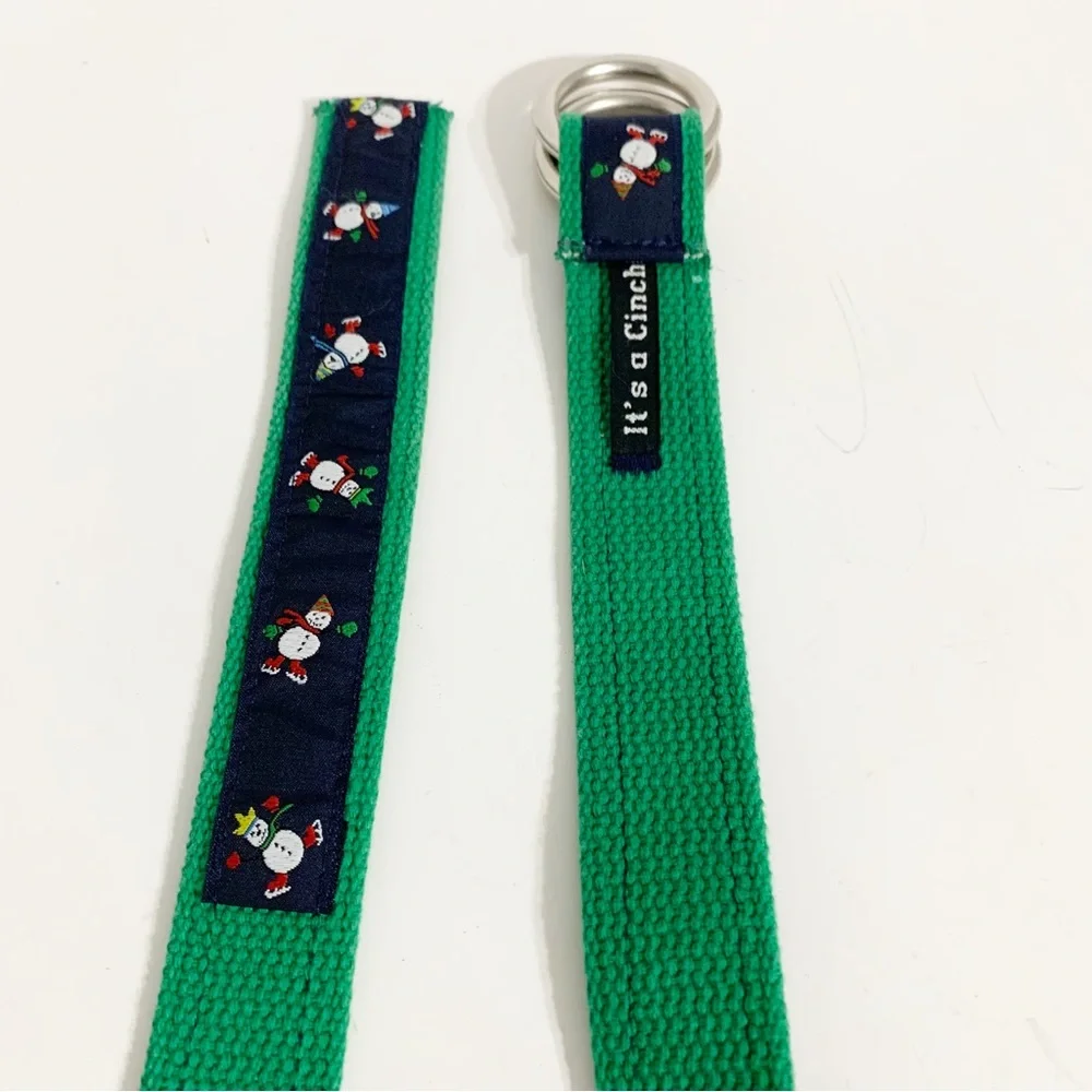 It’s a Cinch Whimsical Snowman Ribbon Webbed Belt w Silver Toned D Ring Closure